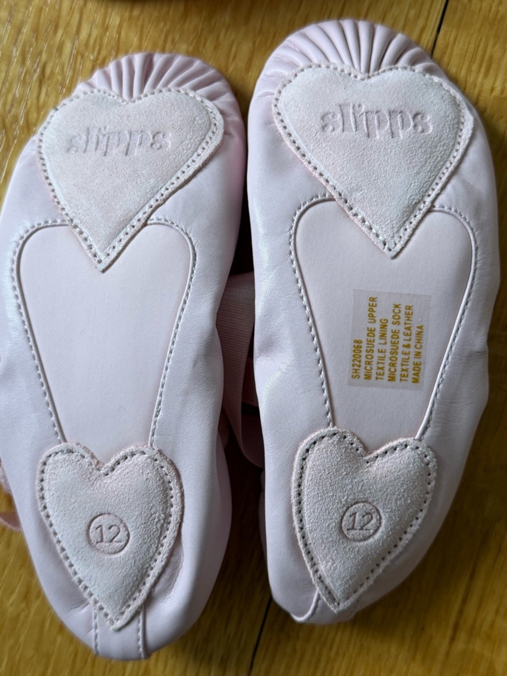 NWT, Slipps Girls Pink Ballet Shoes with Adjustable Strap, size 12 - Picture 4 of 11
